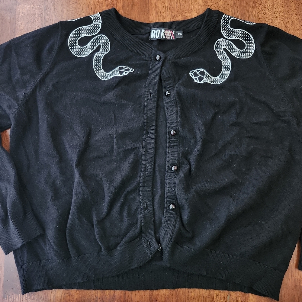 4xl Pinup Rockabilly Cardigan Ro Rox Snake Serpent